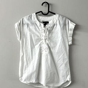J.Crew white cotton woman short sleeve blouse OOP